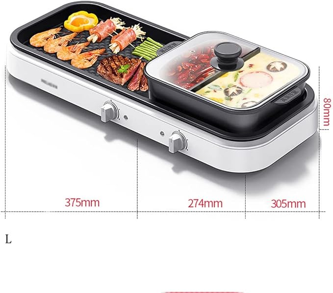 Olla Eléctrica Multifunción Shabu y Parrilla TMMLIJIPL Grande Blanca miniatura 3