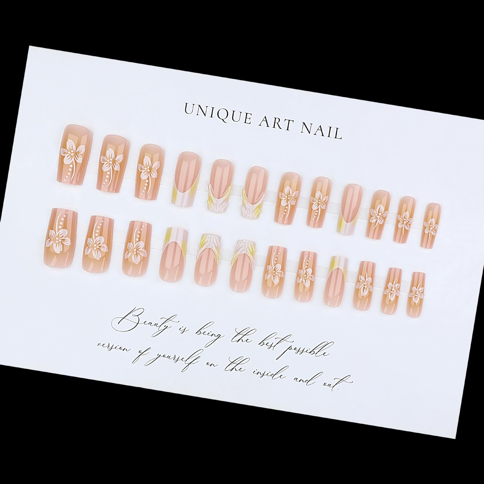 Künstliche Fingernägel Im Ombré-design Mit 3d-blumen Und Gold_voghion.com