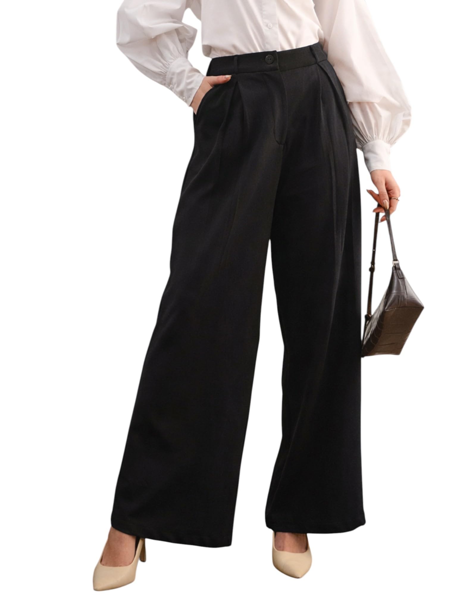 sassafras worklyf Women's High-Rise Inverted Box Pleat Pants-picture-48