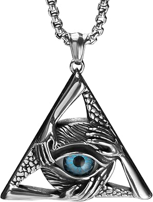 bahamut Mens Gothic Evil Eye Necklace for Men Women Scorpion Tigers Eye Amulet Pendant Goth Accessories Jewelry