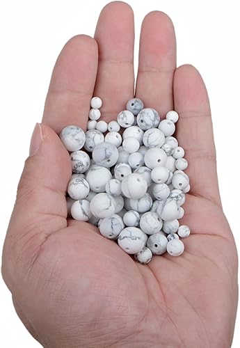 Miniatura 28 de Bymitel - 140 cuentas de cristal natural, piedras preciosas redondas energéticas y curativas sueltas con cordón elástico para hacer joyas, pulseras