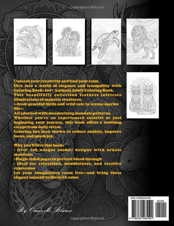 100 + Animals Adult Coloring Book: Relaxing drawings to Calm your Mind and Relieve Stress / 8.5"x11" / 214 pages image 3