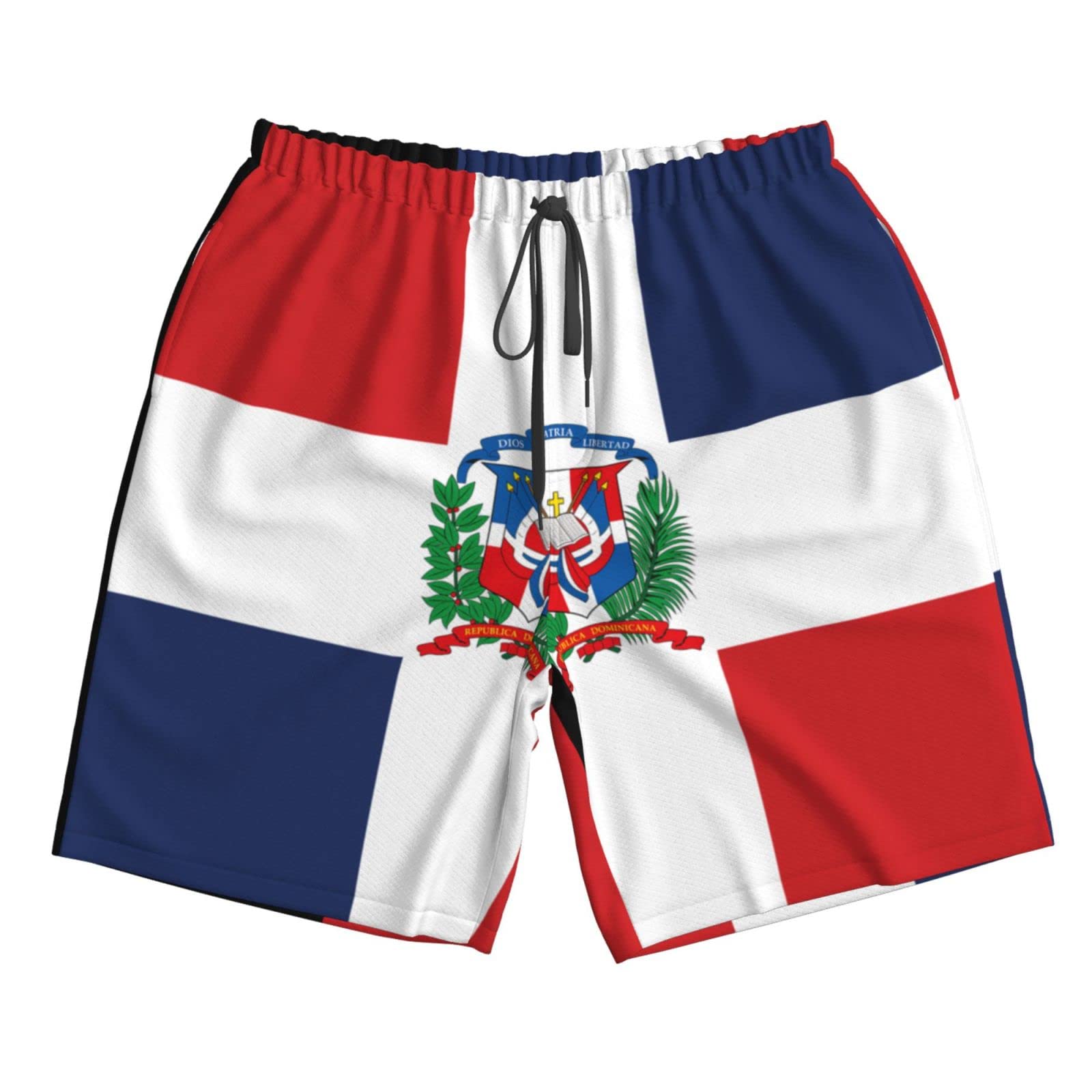 Dominican Republic Flag Men's Swim Trunks Bathing Mesh Lining Suit Swimsuits Beach Shorts with Pockets Xx-Large—71