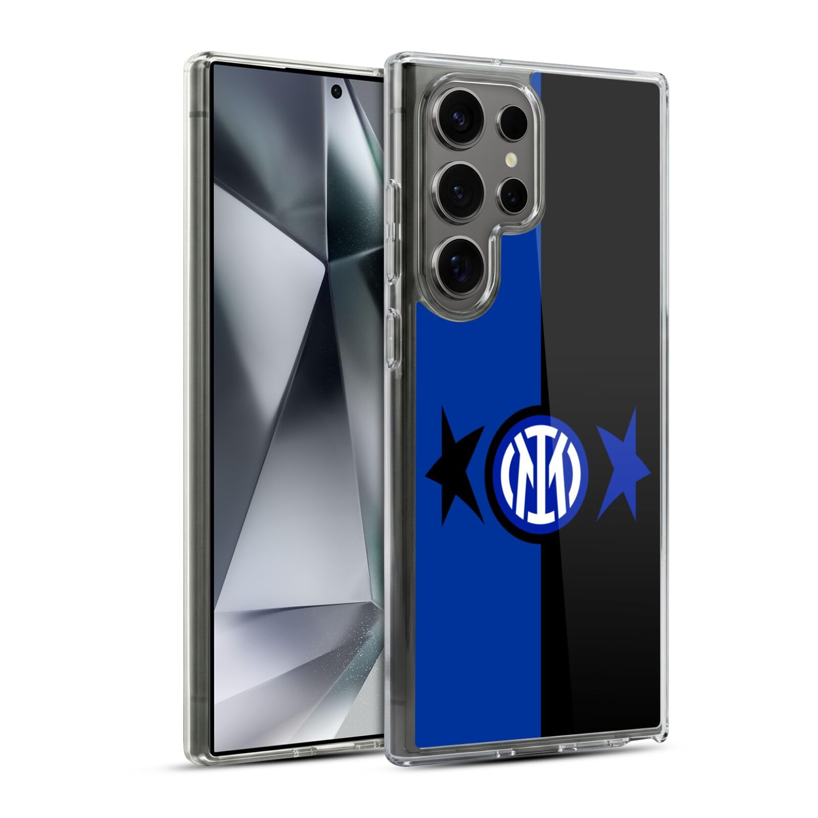 Head Case Designs Licenza Ufficiale Inter Milan Nero & Blu IM 2Stars Custodia Cover in Morbido Gel Compatibile con Samsung Galaxy S24 Ultra 5G