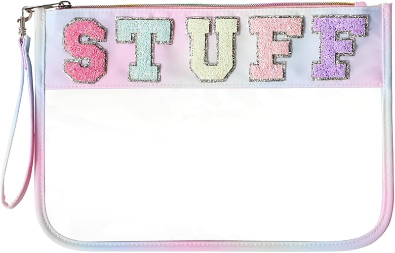 Necessaire transparente DYSHAYEN com letras de chenille