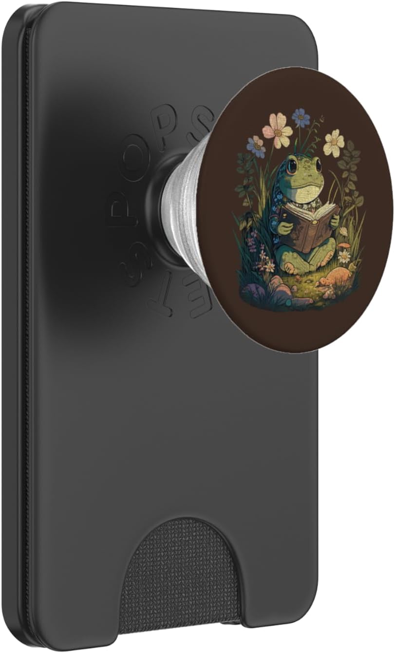 Cute Cottagecore Aesthetic Frog Book Reading Lover Librarian PopSockets PopGrip for MagSafe