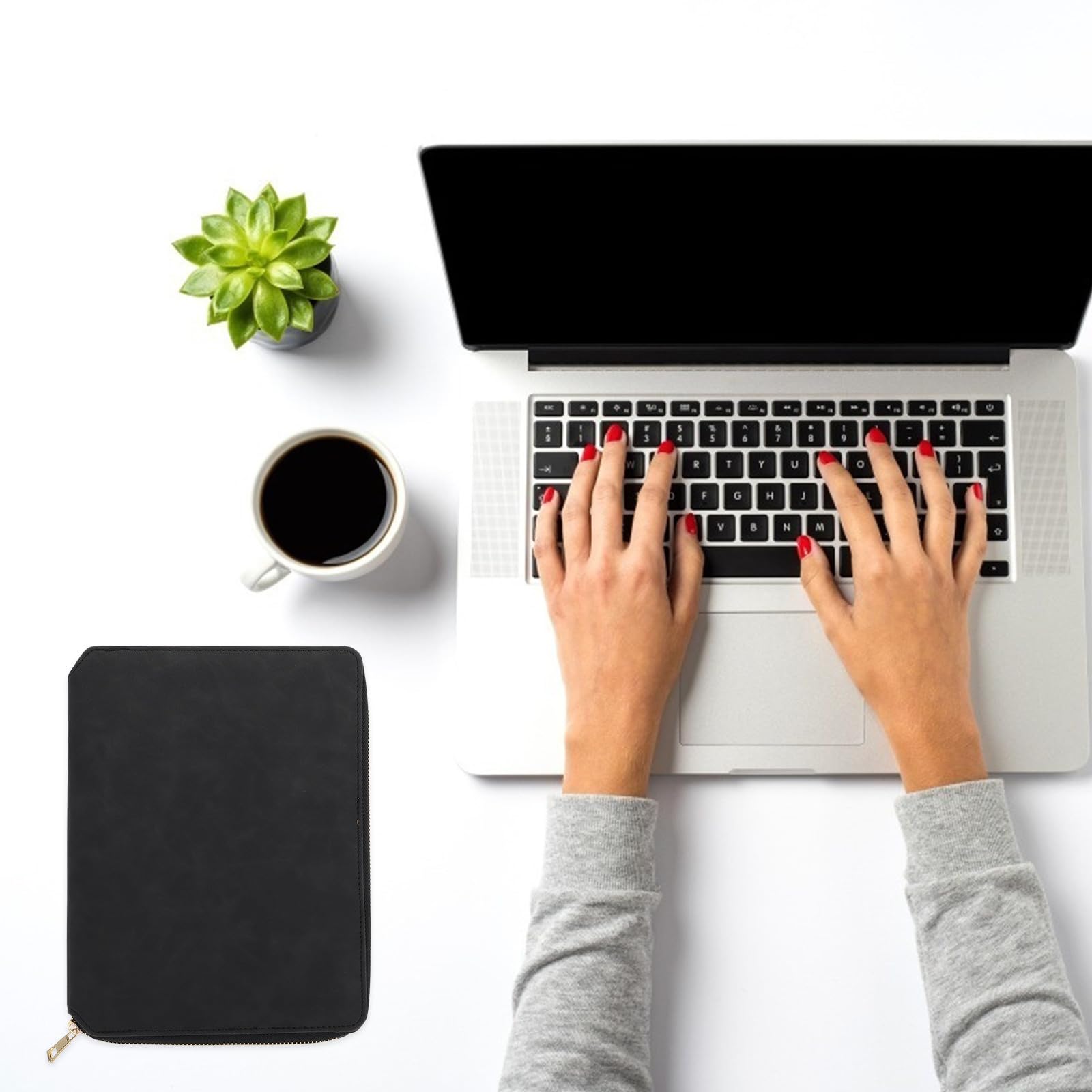 BESTYASH Taccuino con Borsa a Zip Nero per Studenti, Carta di Qualità, Superficie Liscia e Design Semplice, la Vita Quotidiana i Viaggi