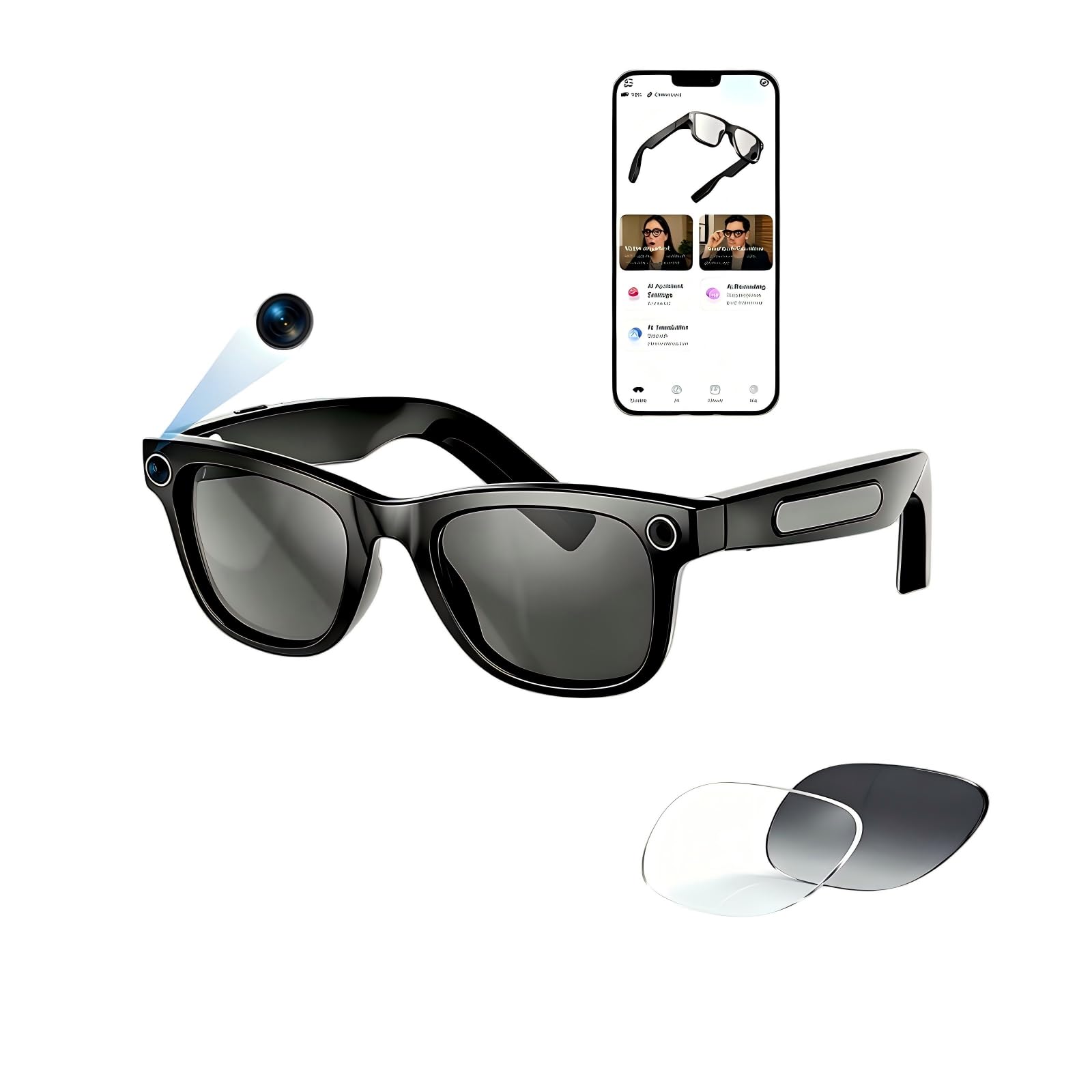 2026 AI Smart Glasses with Camera,8MP Anti-Shake Video Recording | 2K HD Video & Photo Capture,Bluetooth Music,Voice/Calling,Real Time Translation, AI Voice Assistant,Object Recognition-image-8