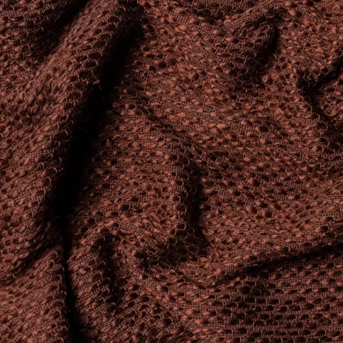 furn. Hoem Morni Woven Fringed Throw - Soft Textured Yarn Blend with Tasselled Trim (Chestnut - 130 x 180 cm) - Image 2