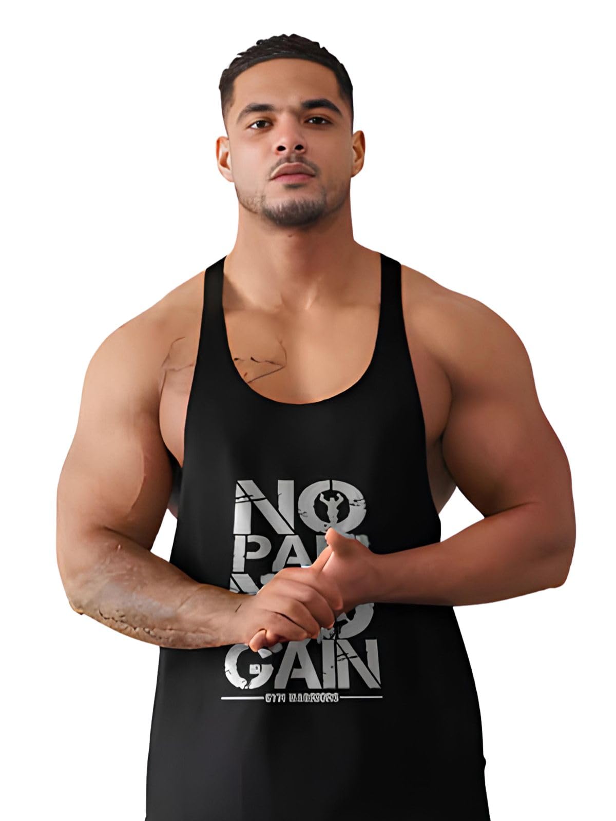 bab being beast apparel BAB Men's Regular Sleeveless Polyester Vest | Super Soft & Comfort Fit | Gym Vest for Workout | Print No Pain No Gain Printed Sando-picture-36