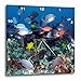 3dRose DPP_44933_2 Tropical Coral Reef Fish Wall Clock, 13 by 13