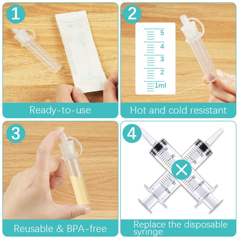 Aolso Colostrum Collector Kit,6ml/2pcs Silicone Breast Milk Collector,Reusable Colostrum Harvesting Kit with Cotton Cloth Wipe - Image 3