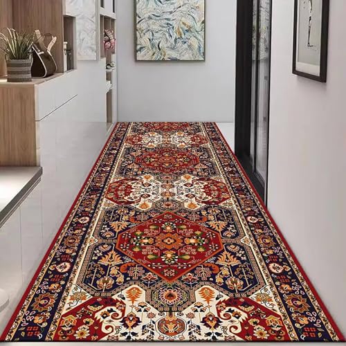 NEYTIIR Alfombra Vintage Antideslizante para Pasillo, Alfombra De Pasillo Extra Larga, Lavable, Alfombra De Entrada De Pelo Bajo, Alfombra De Pasillo para Cocina(C,120cmX1m)