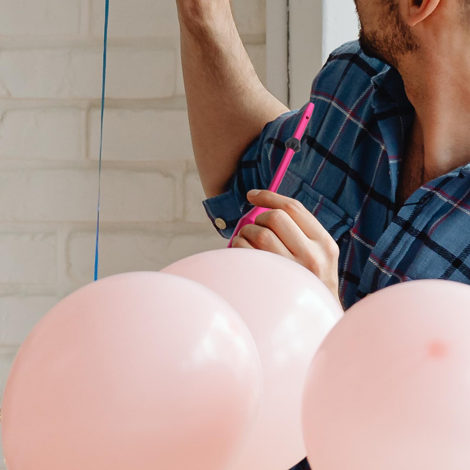 Kit para Rellenar Globos Función de Anudado y Inflado Rápido, Herramienta Metálica para Globos Largos, Adecuado para Celebraciones y Actividades, 1 Set