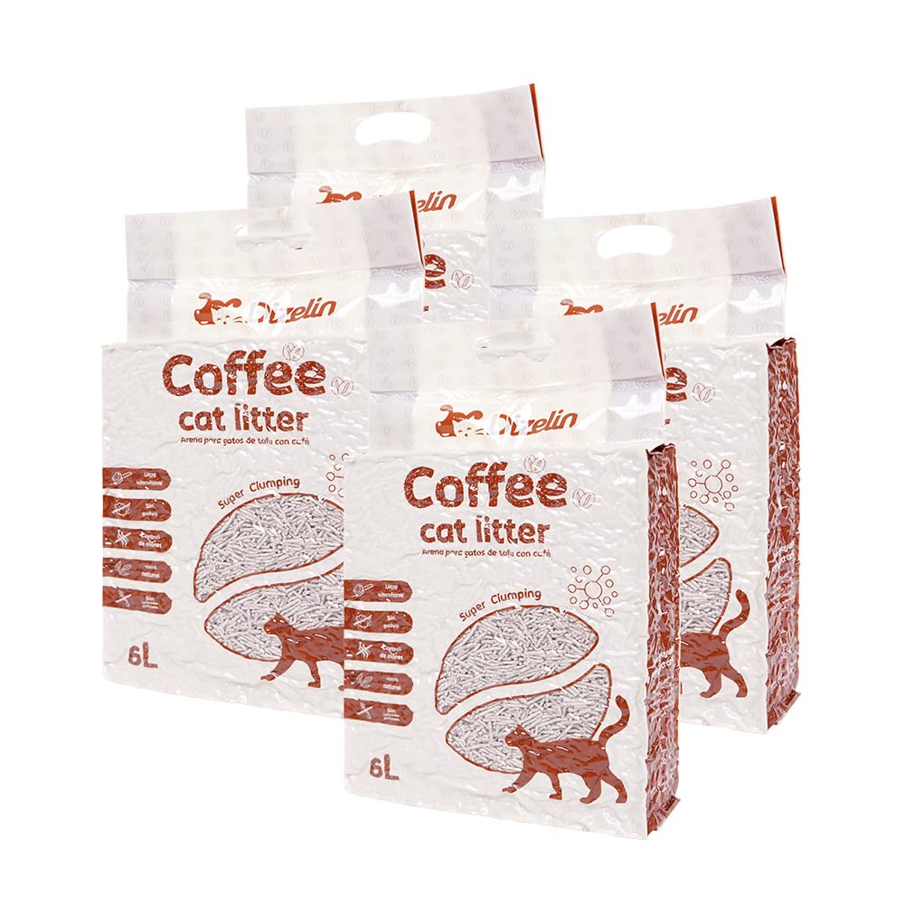 Arena para Gatos deTofu ecológico Vegetal Arena Natural Aglomerante (Coffee-24L)