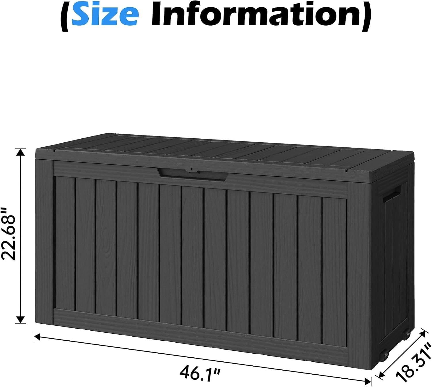 Baulera Exterior Impermeable 130L para Almacenaje Terraza, Rayado Negro
