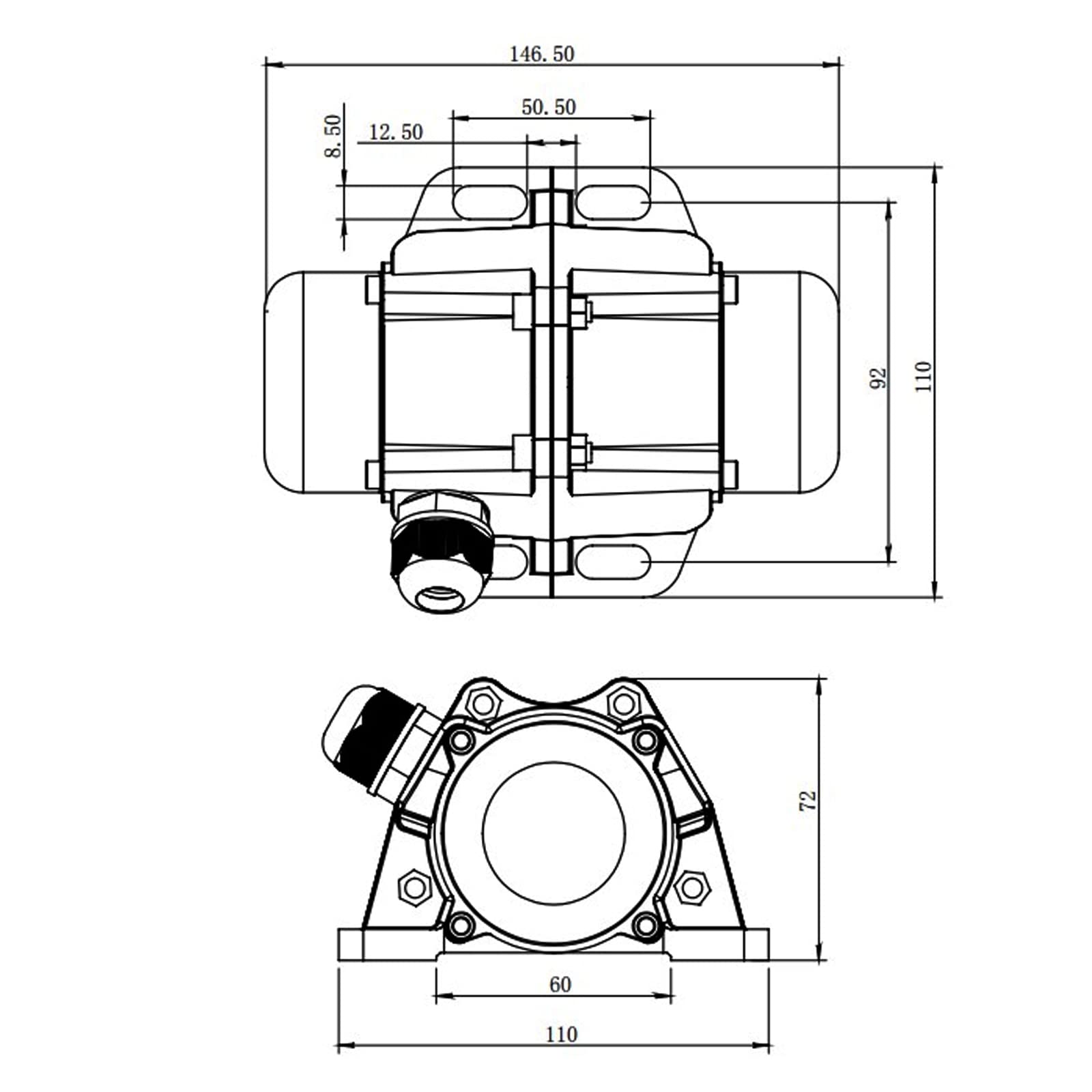 Vibrationsmotor 40W 220V Rüttelmotor Einphasig Vibration Motor IP65 Betonrüttler 3000U/min für Bergbau, Metallurgie, Kohle, Strom und Bau, Vibrationsstärke 25kg