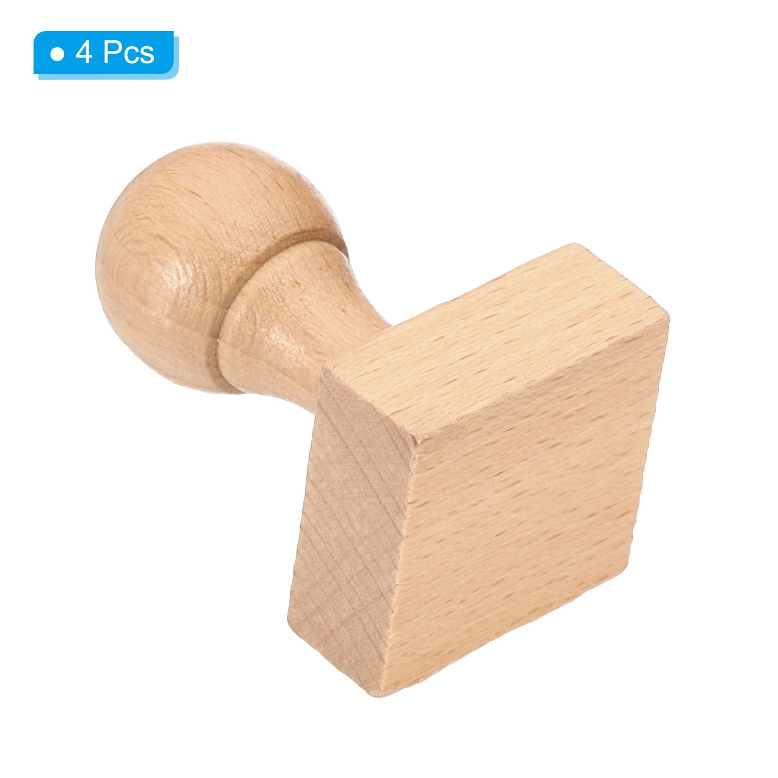 PATIKIL 35mm Square Wooden Stamp Mounts, 4 Pack, Brown, 35 mm - Image 3