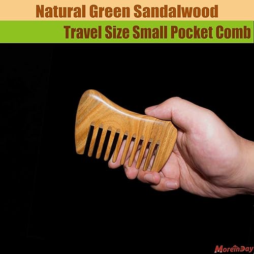 Miniatura 5 de Moreinday Peine de madera con dientes anchos, peine desenredante de sándalo para hombres y mujeres