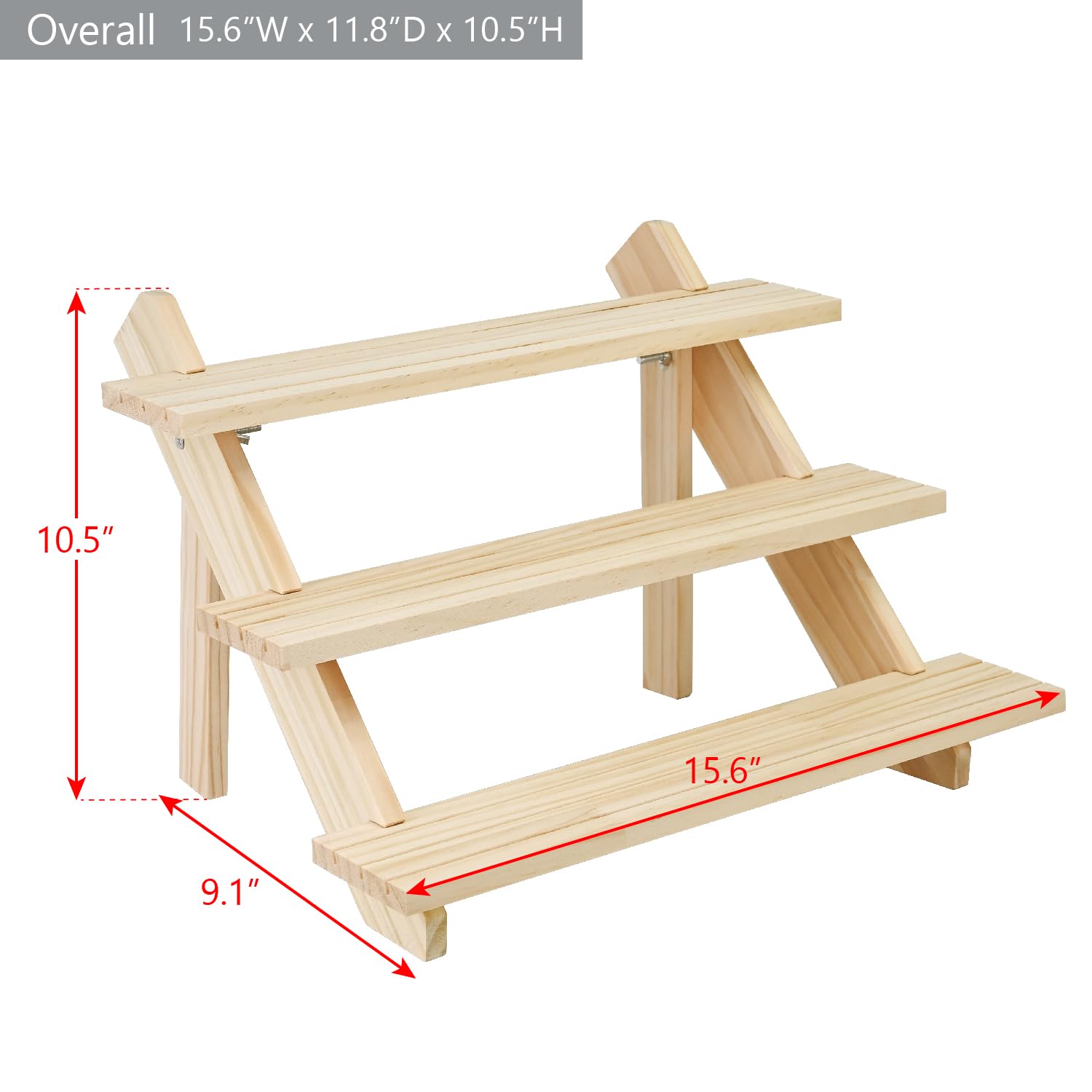 MOOCA Wooden 3-Tier Earring Card Display, Riser Stand, Tabletop Ladder-Style Earring Organizer Rack Jewelry Card Holder Max.75 to 125 Earring Card, Retail Showcases, Oak Color, 15.6W x 11.8D x 10.5H