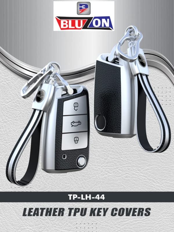 BLUZON TPU Leather Car Key Cover for Khushaq Octavia Superb TROC