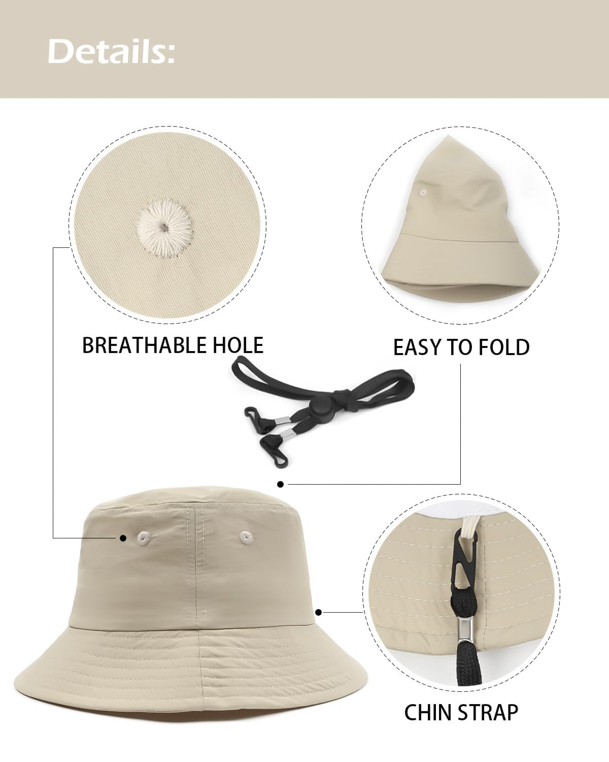 Feng Shui， L/XL/XX-Große schnell trocknende Eimerhüte, großer UV/UPF 50-Angelhut, übergroßer Sonnenschutz, Leichter Sommer-Outdoor-Wanderhut