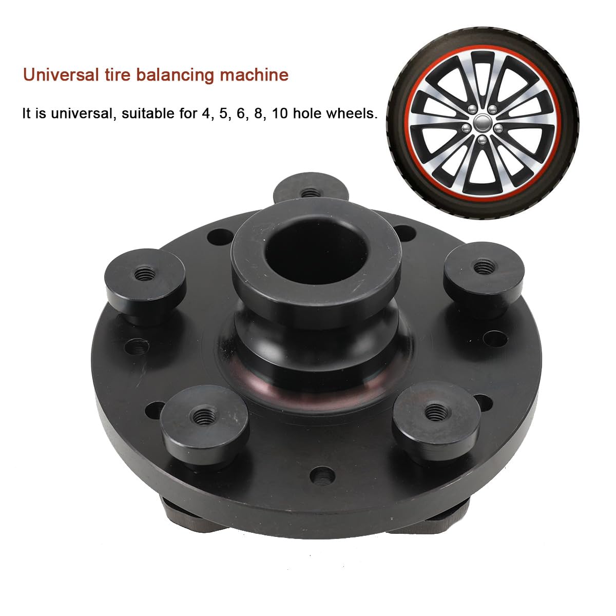 Adaptador de equilibrador para Llantas, Accesorio Universal para máquina de Equilibrio, Herramienta de Giro de neumáticos de diámetro de Eje de 40 mm, Rueda de 5 Lug balanceador