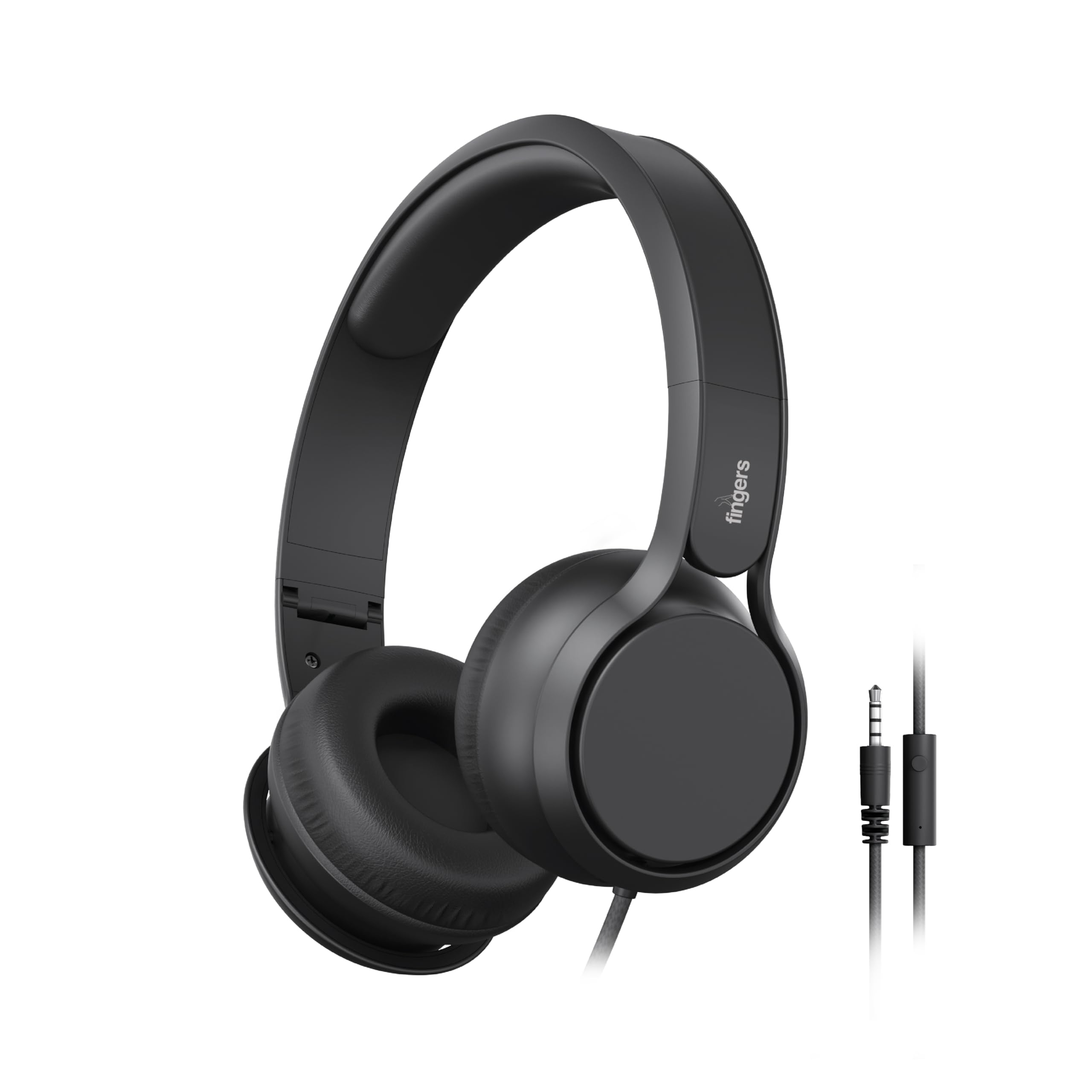 FINGERS S7 Wired On-Ear Headset with Built-in Mic (Single 3.5 mm Plug & Play, Powerful 40 mm Driver, Lightweight & Foldable Design, Braided Tangle-Free Cable) - Rich Black-image-17
