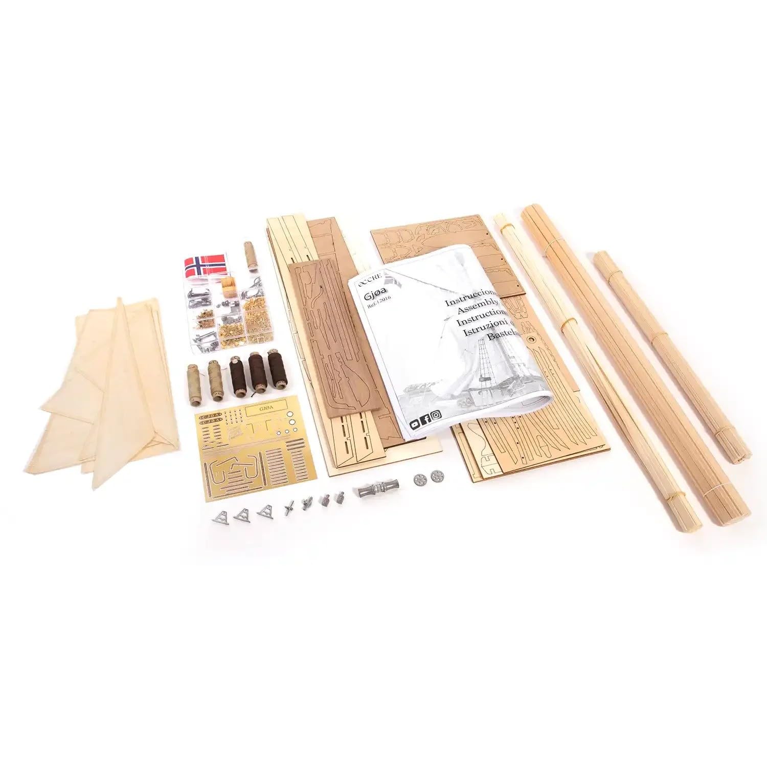 Occre Gjøa 12016 Modellbausatz Schiff aus Holz, Maßstab 1:45, Segel inklusive, Kit aus Holz und Metall zum Bauen, 725 x 665 x 295 mm