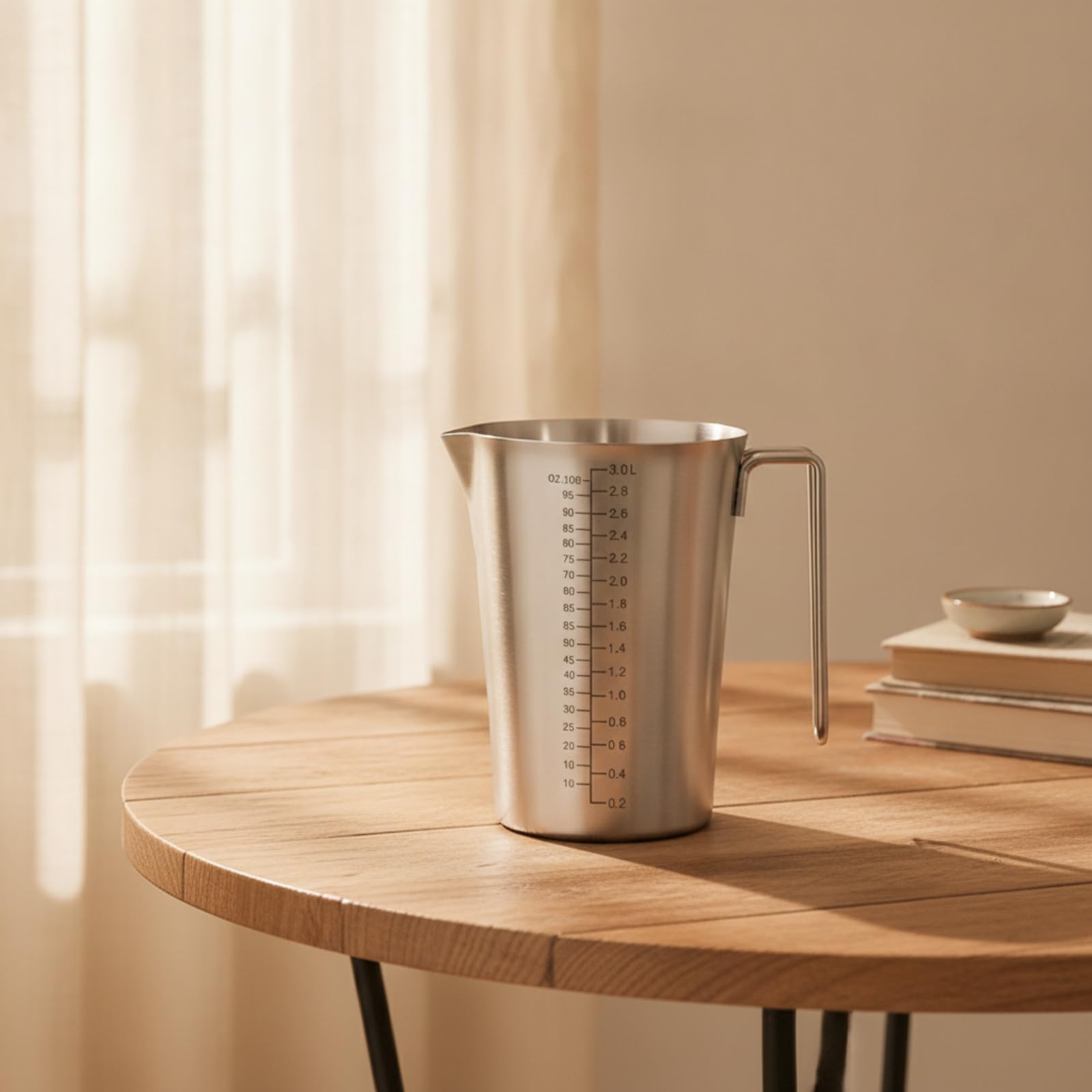 Messkanne aus gebürstet Messkanne mit Ausgießlippe präzise Messbecher mit Griff für Küche, Backen, 5L