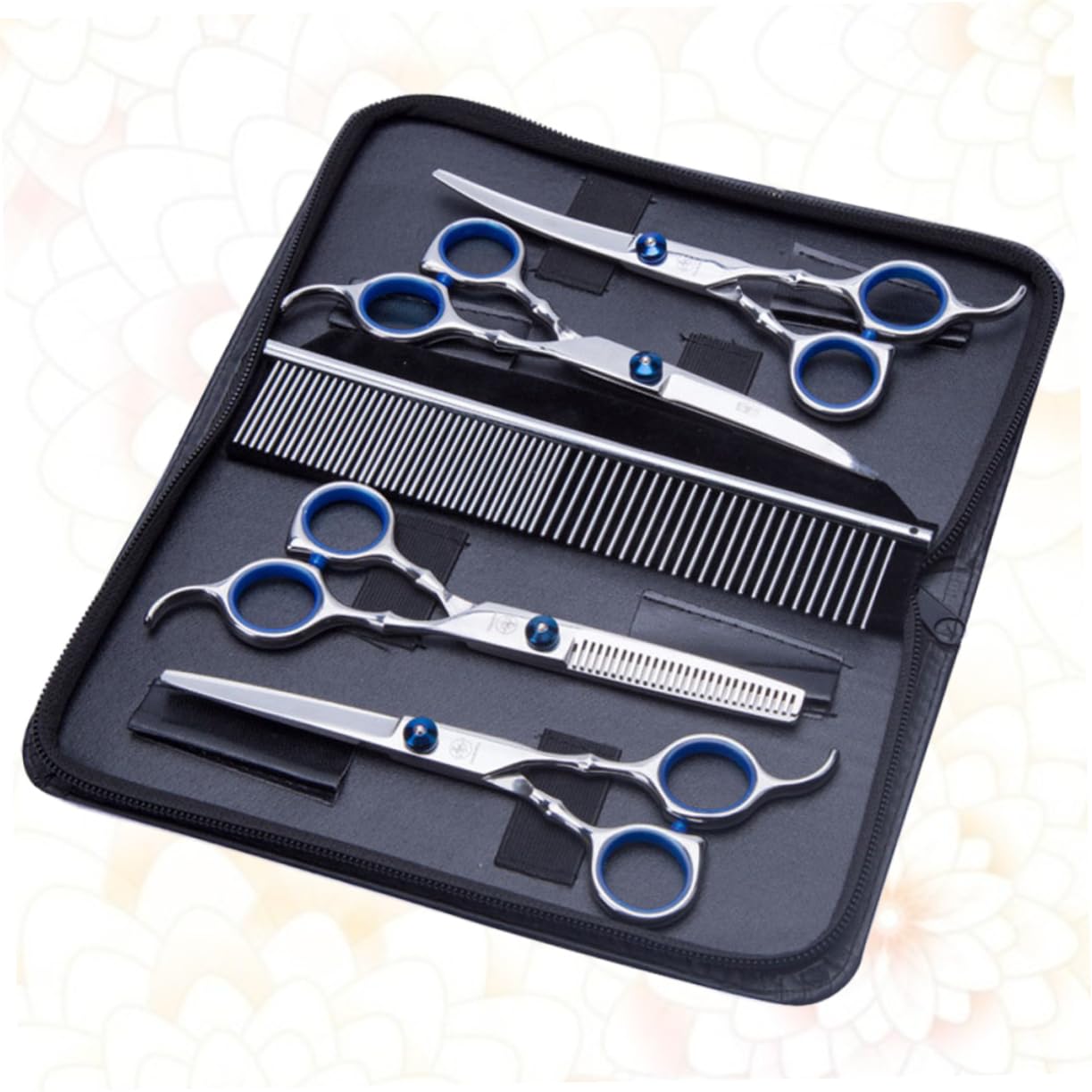 Ciseaux de Toilettage pour Animaux, Coupe et Trimming, 1 Set Métal Argenté