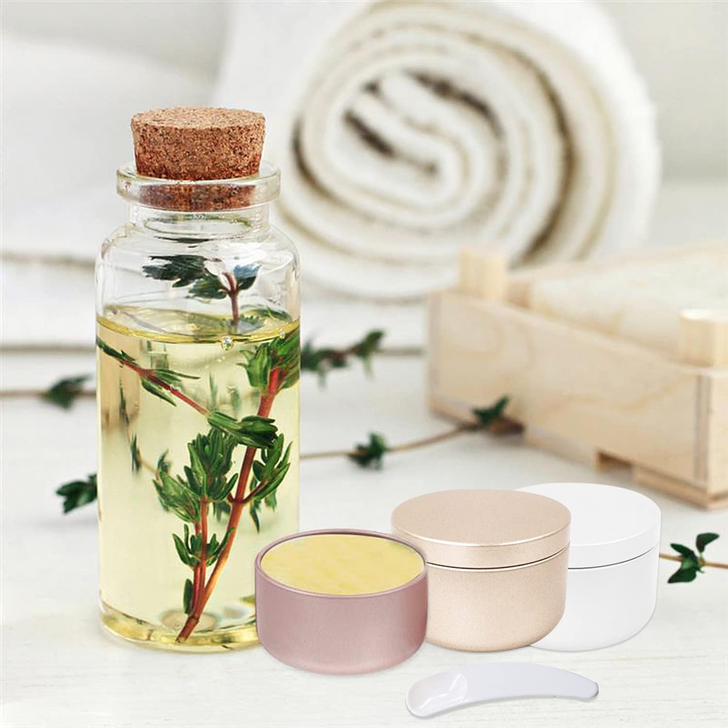 CONNECTION 12 PCS Aluminum Tin Jars 50ml Travel Pots for Toiletries Lip Balm Containers Cosmetic Jars Sample Pots Cream Container Tin Pot for Lotions Lip Balm Cream Candle (Gold Pink White Blue) - Image 2
