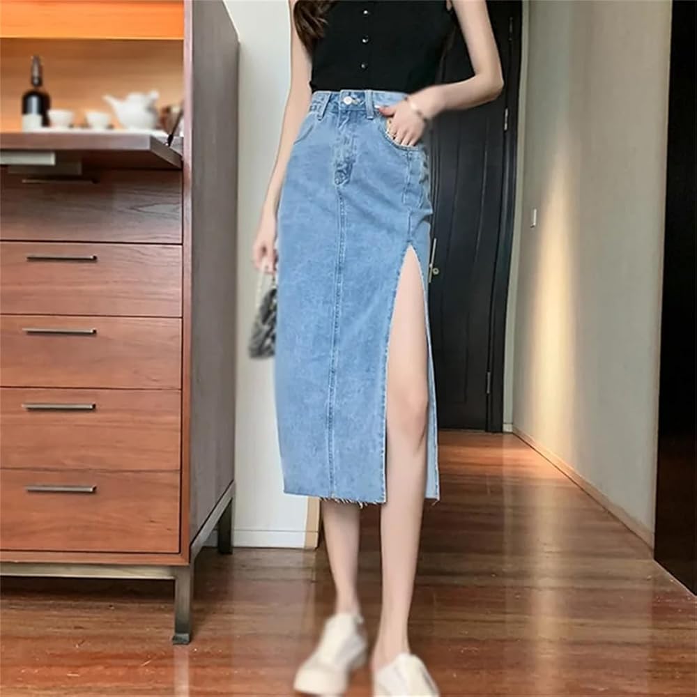 Amazon.com: Women's Vintage Denim Skirt Summer Casual Side