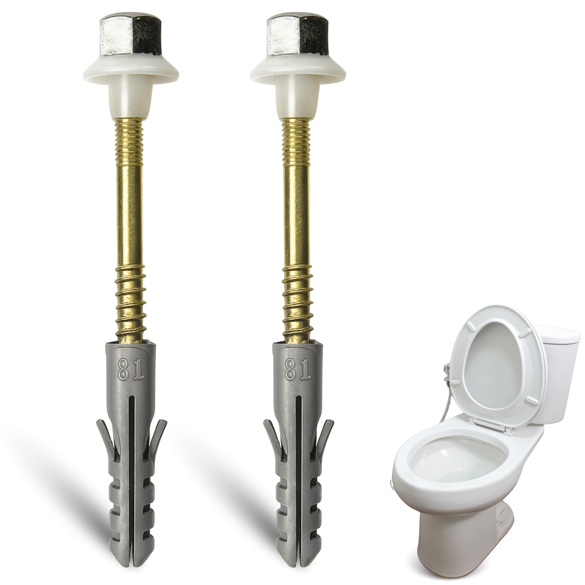 Tacos de acero inoxidable para inodoro y bidé de suelo con orificio vertical, Kit de fijación vertical para WC, Tornillo para bidé vertical, Acero Inoxidable, Pack de 2 tornillos