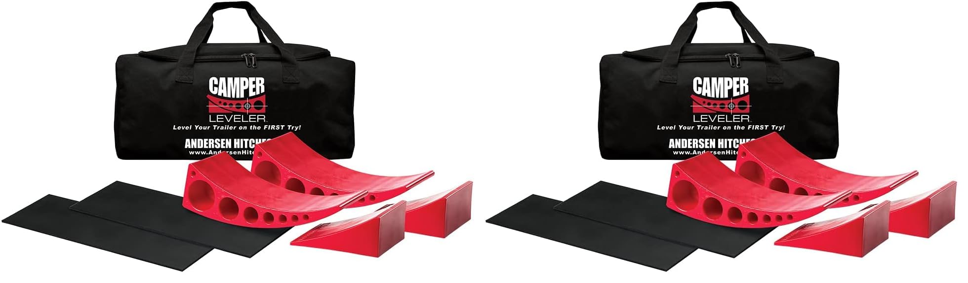 ANDERSEN HITCHES | 3604 4-Pack Camper Leveler Blocks w/Rubber mats and Sturdy Bag w/Double Handles | Camper Leveling System | Outdoor Camping Levels