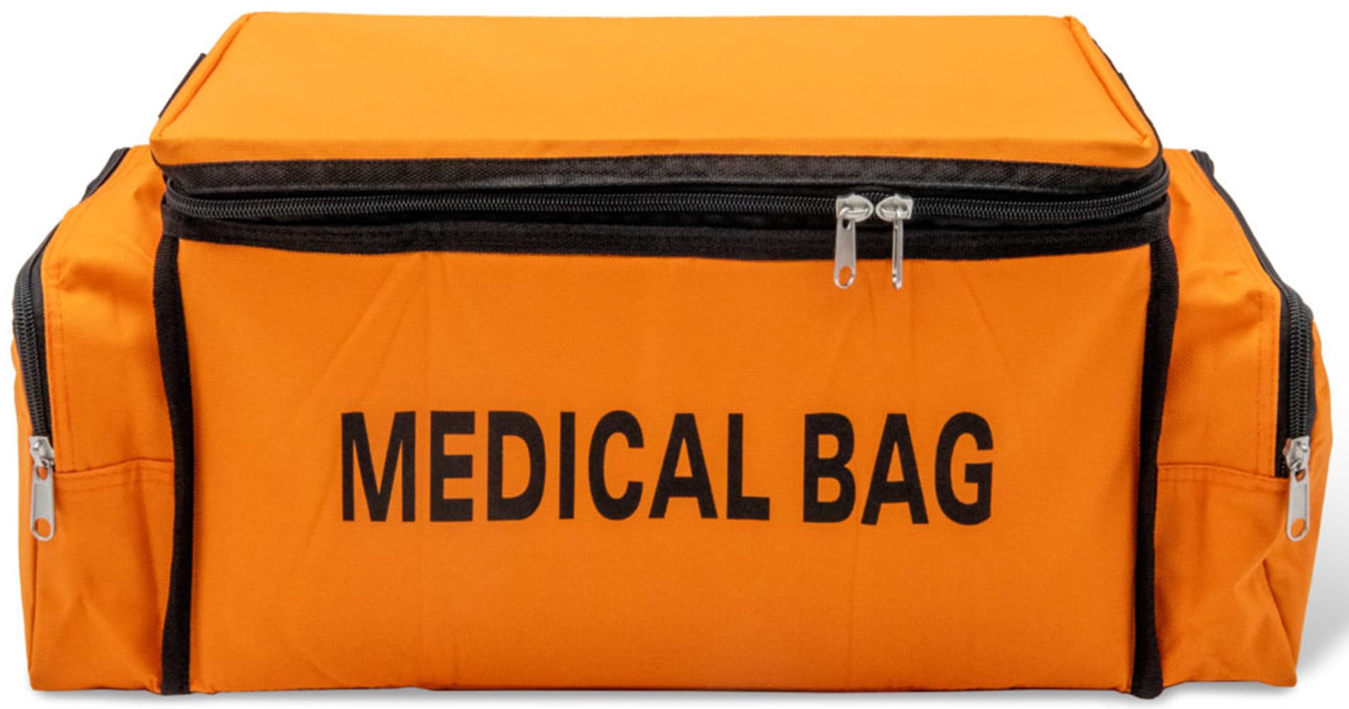Bolsa de primeros auxilios vacía de nailon con correa, interior rígido con compartimentos, 2 bolsillos laterales, cierres con cremallera 470 x 240 x 190 mm