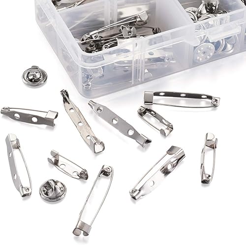 Miniatura 7 de KISSITTY 130 unidadescaja de 0.787 in, 0.984 in, 1.260 in, 1.378 in, 1.496 in, broches de seguridad con 20 juegos de pines de solapa para uso en