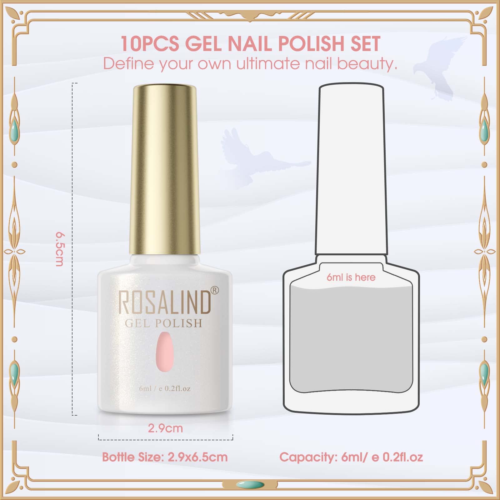 ROSALIND Esmaltes Semipermanentes para Uñas Jelly Rosa Rosa Claro Color Avena 6 Colores Gel Translúcido Clásico Kit Pintauñas Semipermanentes Uñas de Gel UV LED