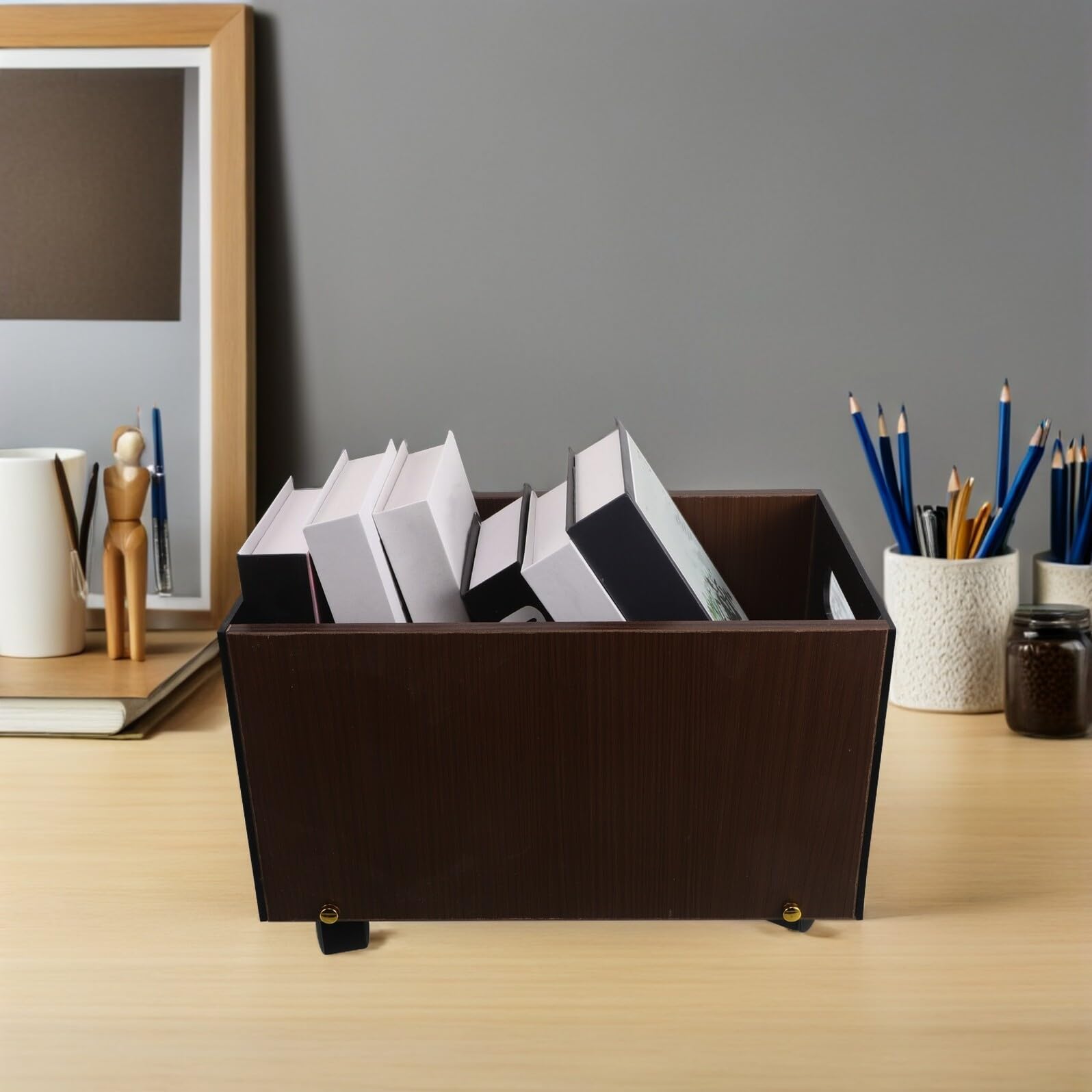 VALICLUD Rollbare Aufbewahrungsbox mit Griffen Großer Bücherkorb den Schreibtisch Schülerzimmer Klassenzimmer Stabiler Organizer für Schulbücher Zeitschriften und Akten
