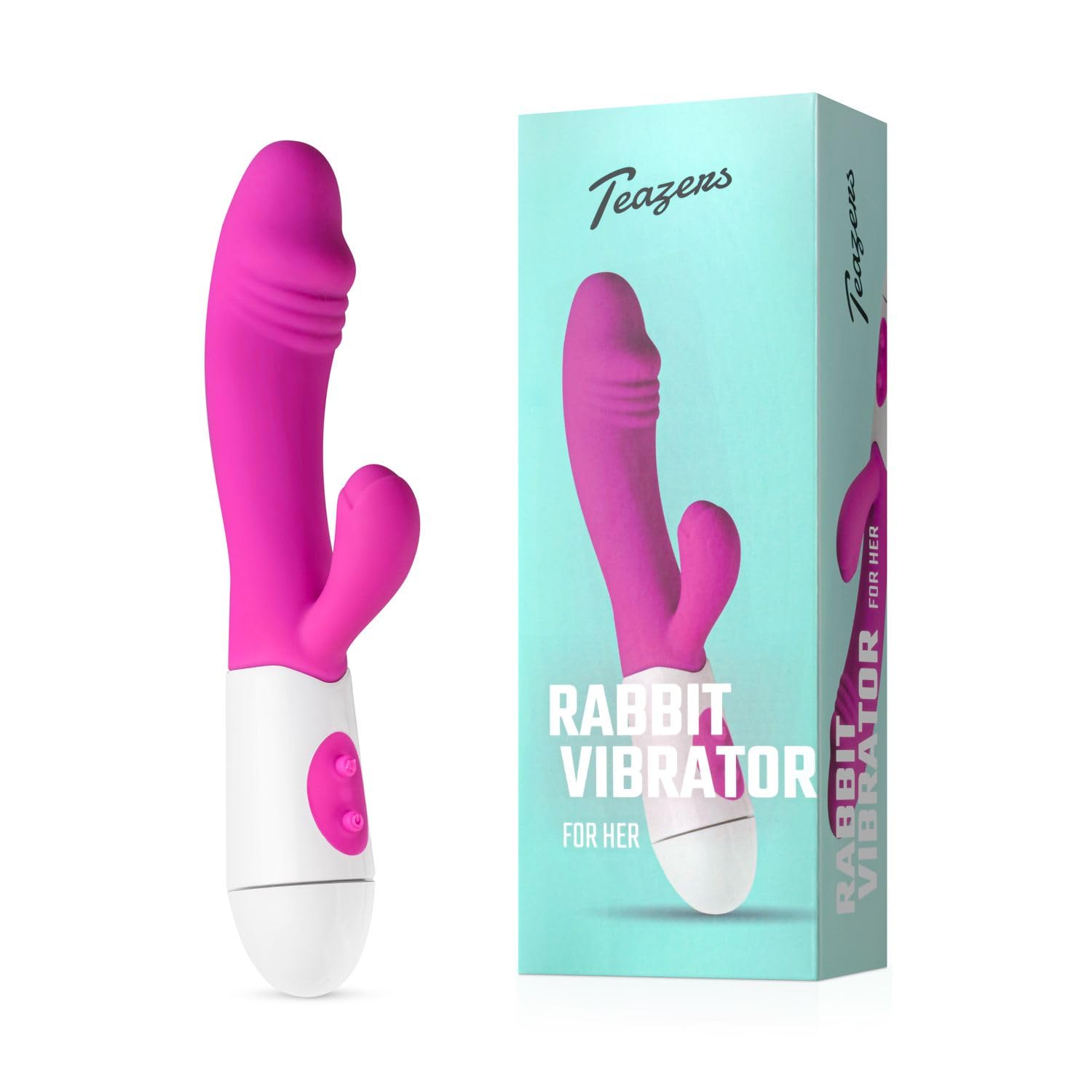 Teazers Realistico Vibratore Rabbit – Vibratore del Punto G e del Clitoride – Vibratore Tarzan per Donna con 10 Impostazioni di Vibrazione – Giocattolo della Donna del Coniglio - Rosa