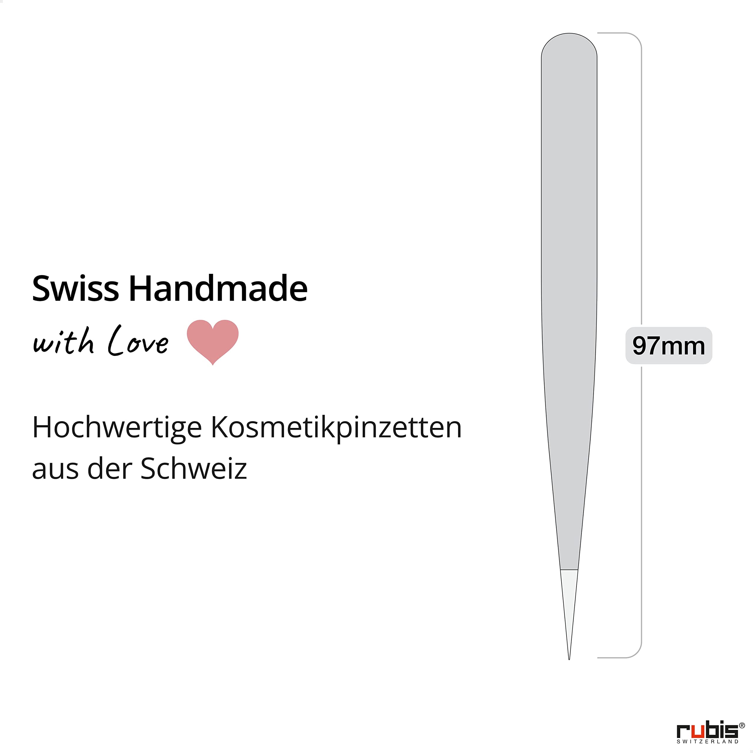 Rubis Splitterpinzette ProGrip - Spitze Pinzette mit geriffeltem Griff, rutschfest - für Splitter und eingewachsene Haare