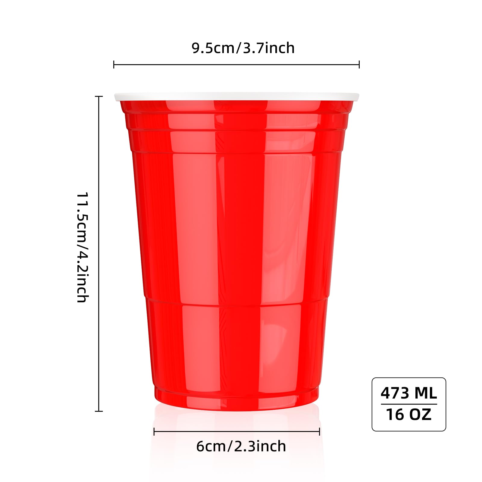 AOLUXLM Plastikbecher Set, 50 Stück Original American Red Cups, Spülmaschinengeeignet Partybecher 16oz 473ml Rote Becher Mehrwegbecher für Party Geburtstag Hochzeit