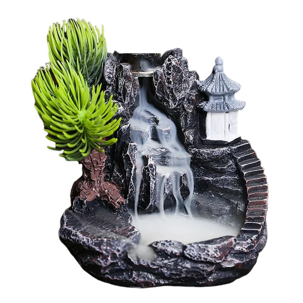 CTRLZS High Mountain Flowing Waterfall Backflow Incense Burner Home Fragrance Diffuser Incense Burner Decoration,A