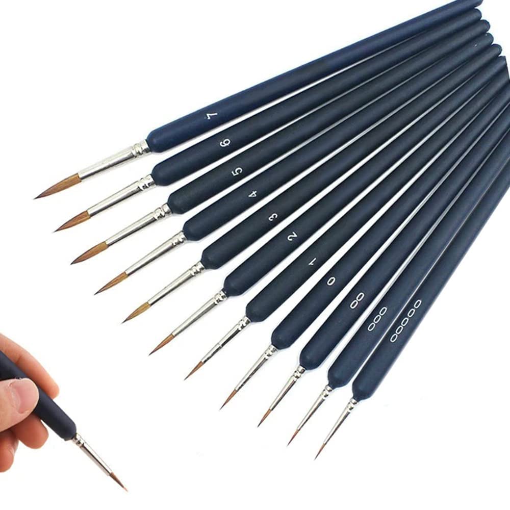 Ergonomic Handle - Suitable for Acrylic Painting, Oil, Face, Nail, Scale Model Painting with 11PCS Miniature Paint Brushes, Detail Fine Tip Paint Brushes Set