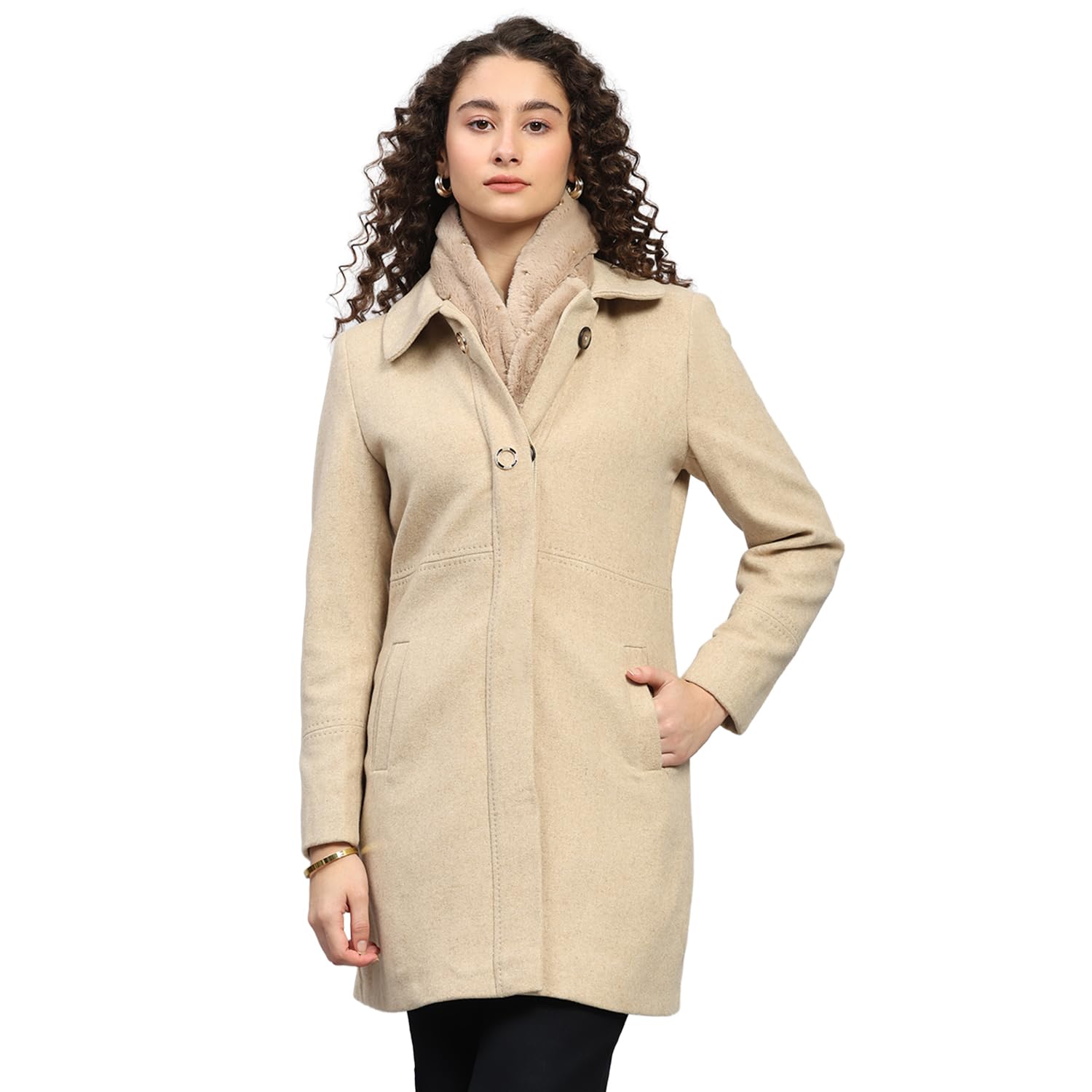 monte carlo Womens Regular Fit Solid Collar Neck Button Closure Winter Coat| Warm Woolen Overcoat for Ladies | Stylish Long Sleeve Buttoned Jacket (Pack Of 1)-picture-39