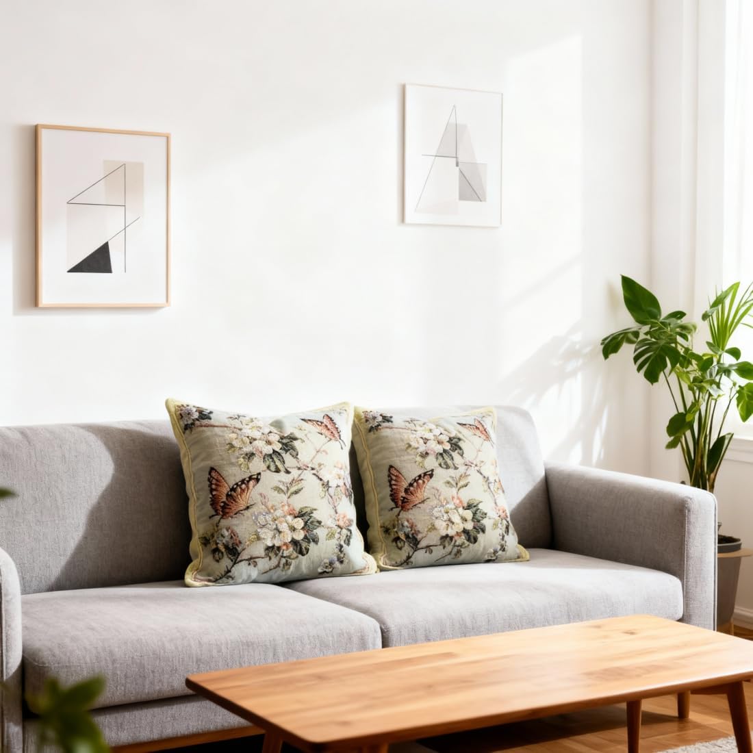 2Pcs 18x18in Easter Green Vintage Embroidery Pillow Covers,Farmhouse Decoration Throw Pillowcase Spring Pillow Covers for Living Room, Bedroom