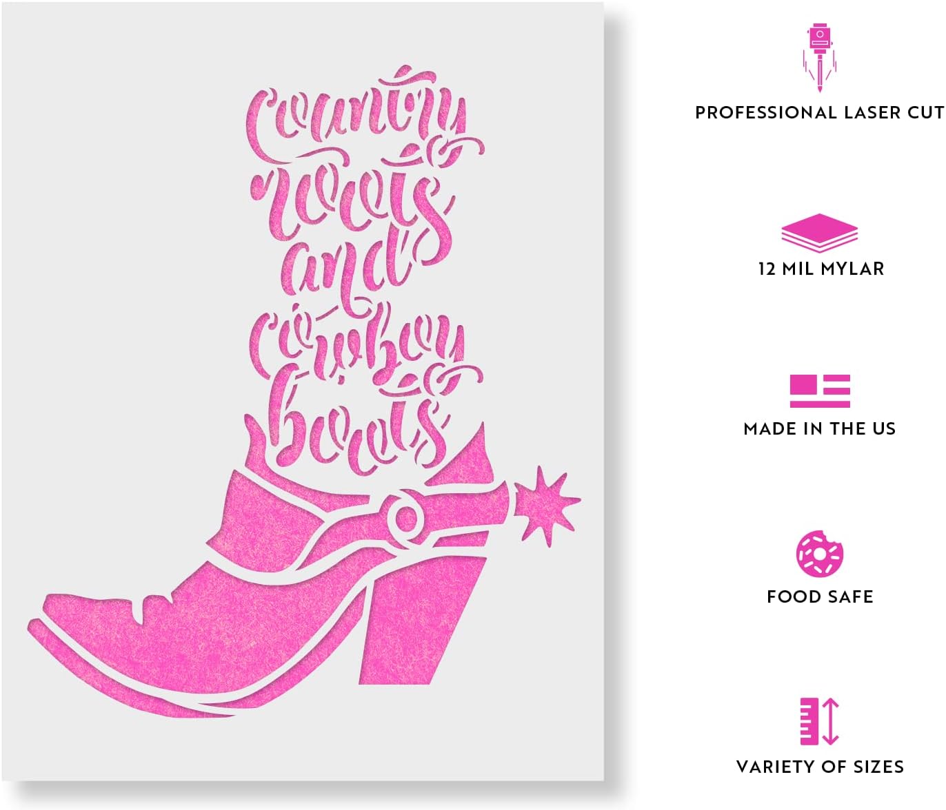 Country Roots Stencil - Shabby Chic Stencil, Easy-to-Use for Stylish DIY Decor Projects, Country Road