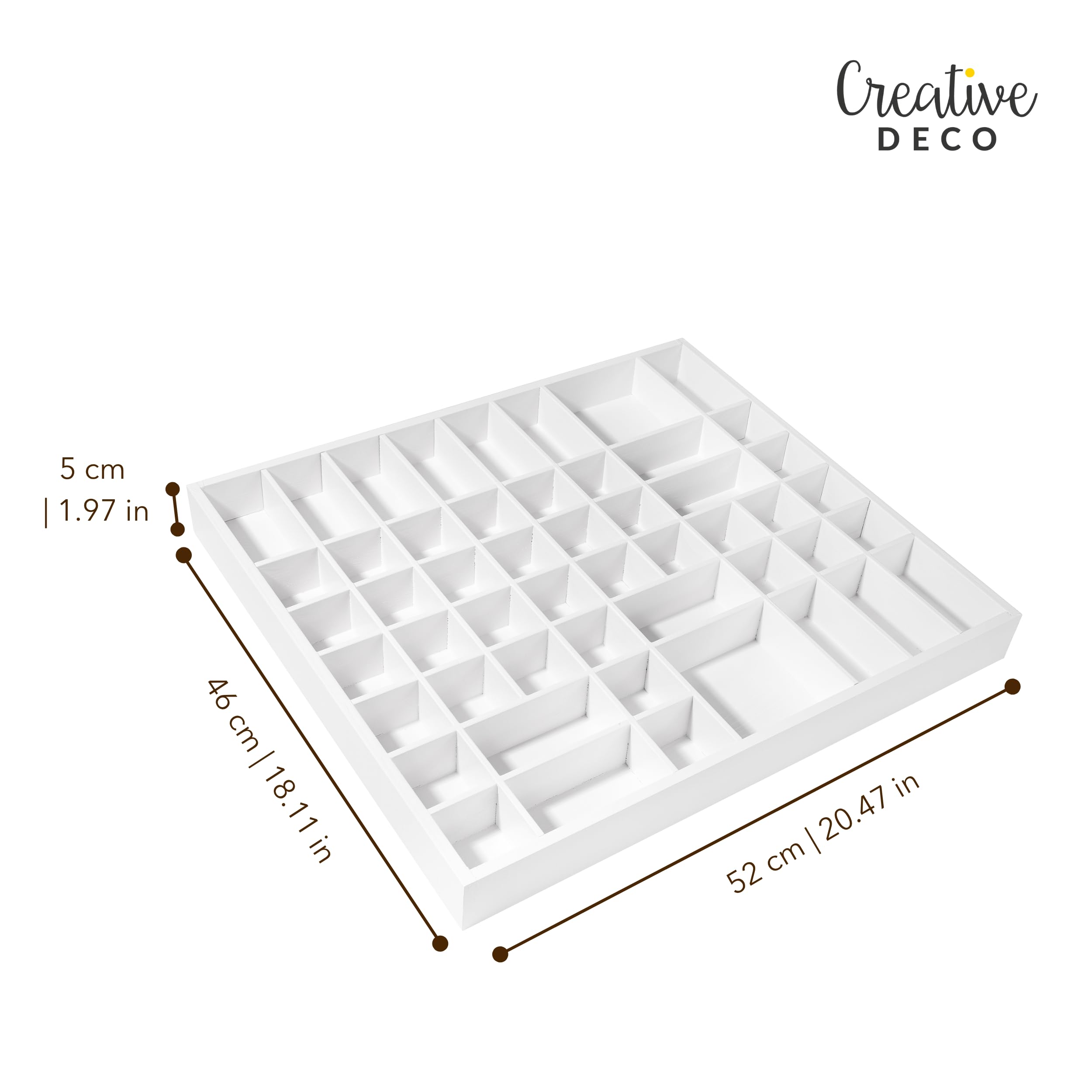 Creative Deco Wandvertoningskast Planken 26 vakken | 56x50x3,5 cm | Schilderen hout sorteren opslag plank doos printer vitrine | Perfect voor decoupage, opslag, decoratie