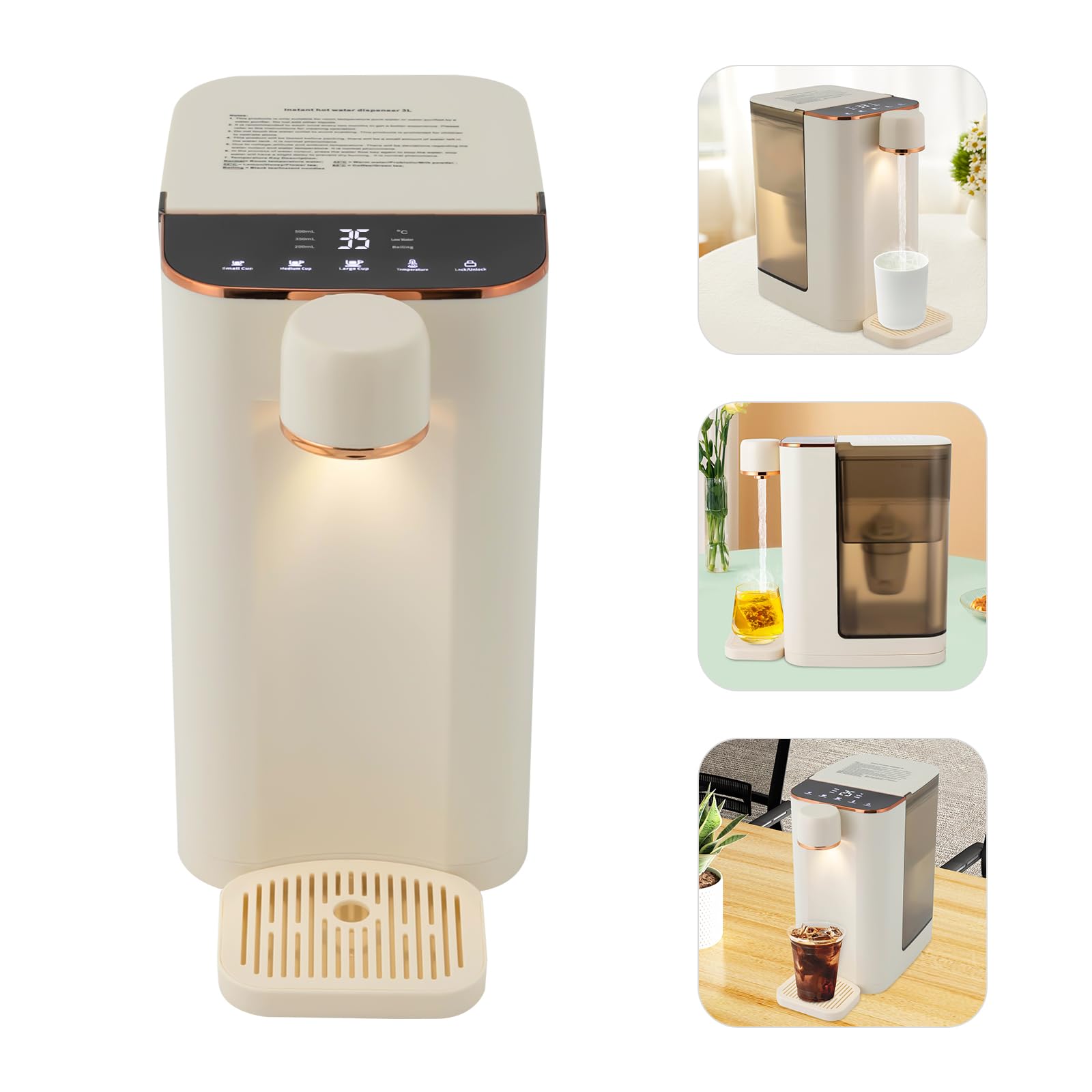 Dispensador de agua eléctrico de 220 V, 2000 W, dispensador de agua instantáneo para el hogar, 3 L de capacidad, tiempo de calentamiento 3S, con función de dispensador de agua cuantitativo, 27