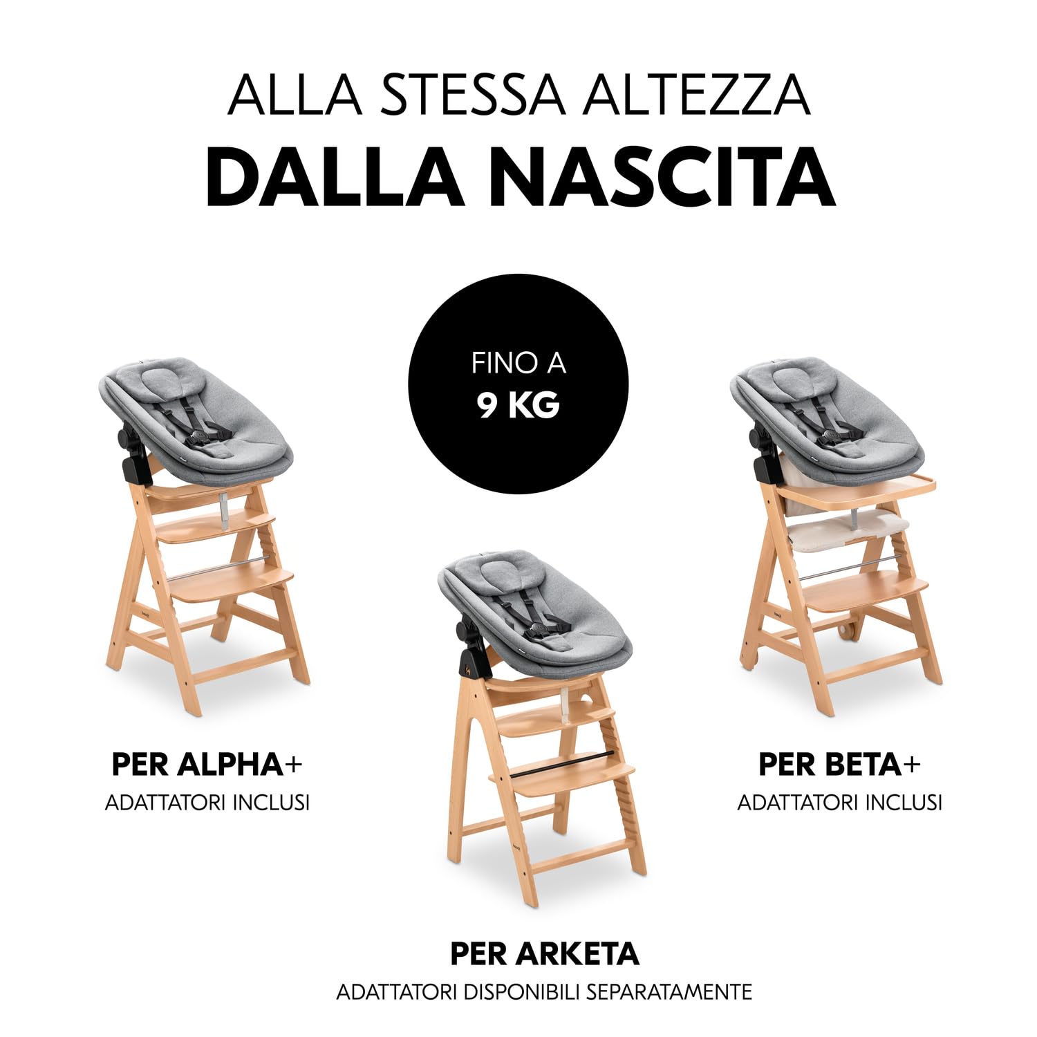 hauck Sdraietta Neonato 3in1 Per Seggiolone Pappa Alpha+, Beta+ e Arketa - Ergonomico Dondolo Neonato da 0 Mesi Fino a 15 kg, Con Cintura 5 Punti, Riduttore e Rivestimento in Cotone - Grigio Melange